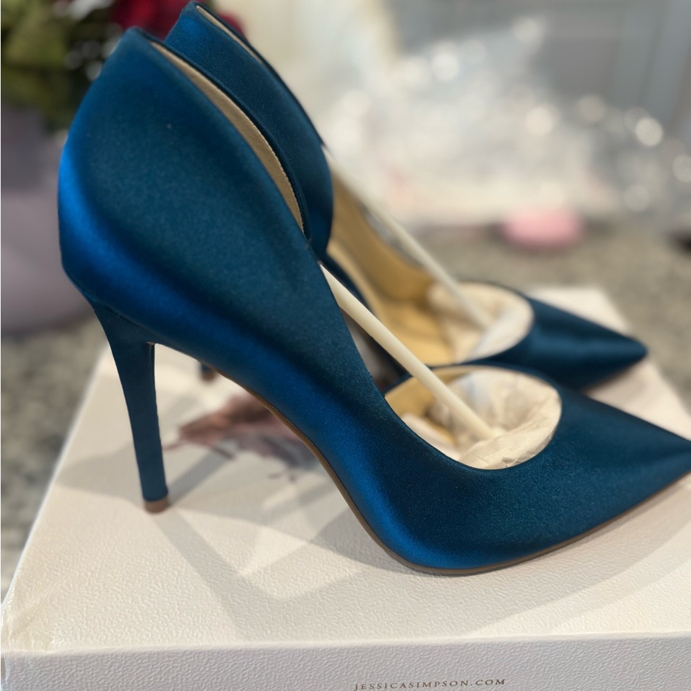 Jessica Simpson Blue Lucina Stiletto Heels with Pointed Toe